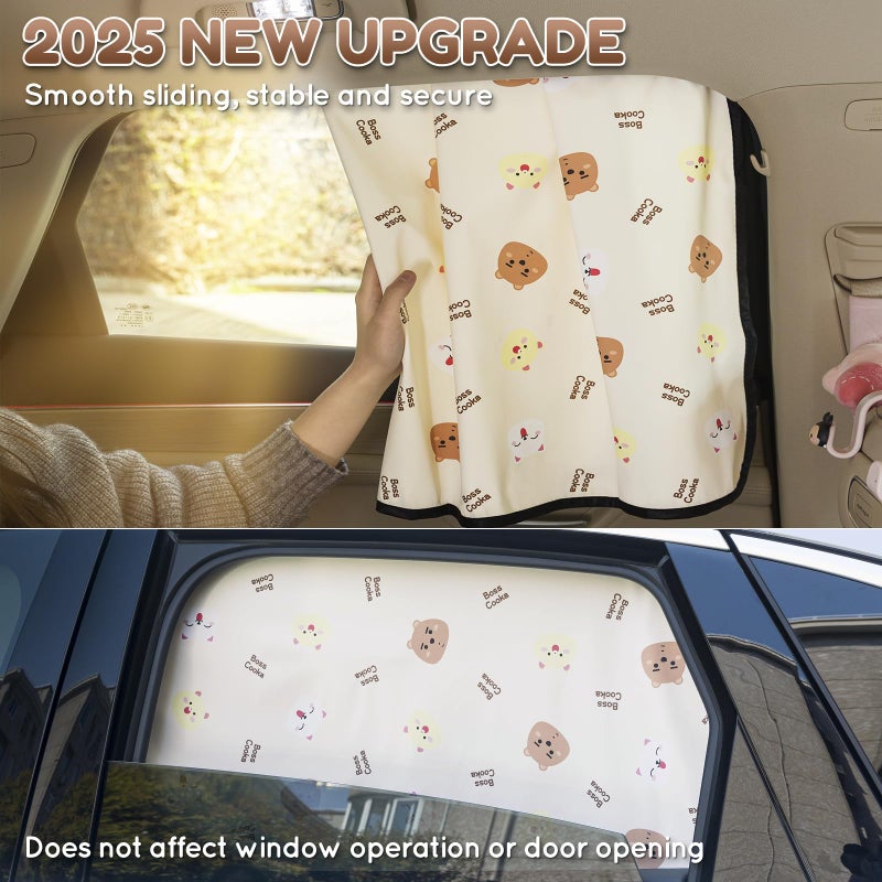 Aokway Magnetic Car Window Shades, 2Pcs Double-Layer UV Protection Car Curtains for Rear Side Window Sun Shade, Universal Fit for Baby, Driver (Black, Rear 2pcs) - Image 2
